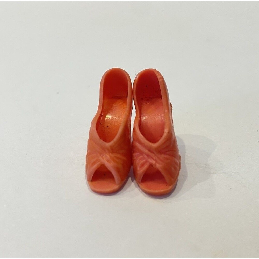 Vintage 1970's Mego Cher Farrah Orange High Heel Open Toe Heels Shoes